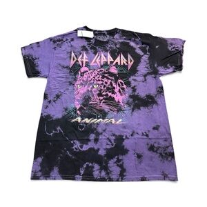 Purple Tie-Dye Def Leppard Animal Graphic T-Shirt Size Large New